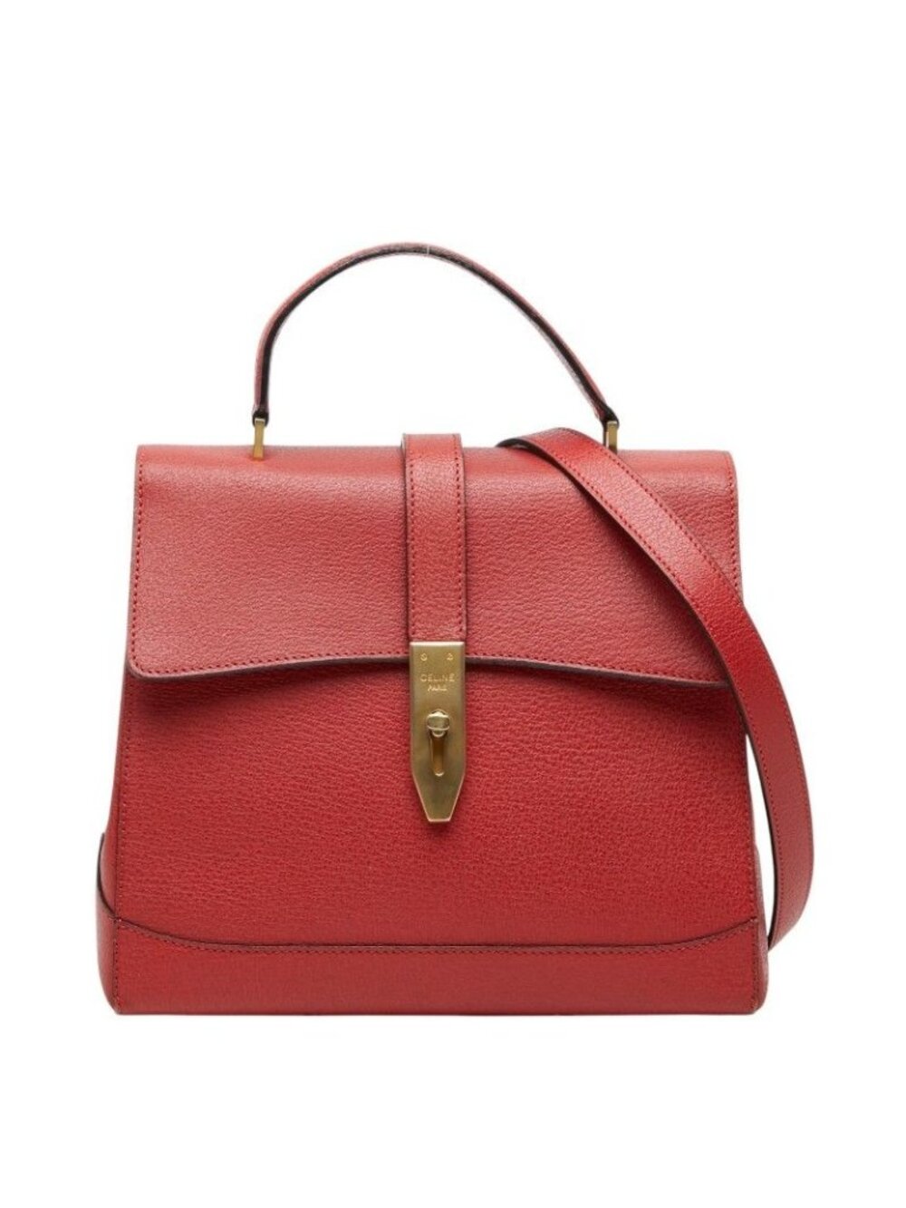 Celine 2-Way Shoulder Bag Top Handle Red Leather - Picture 1 of 10